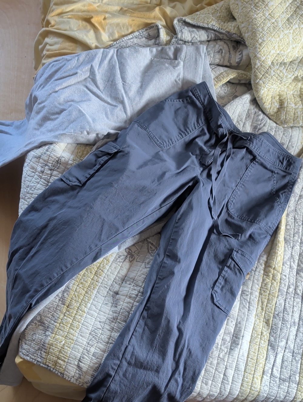 LL Bean BUNDLE Women's Comfy Pants - Blue Gray Cargo Pants, Gray Lightweight